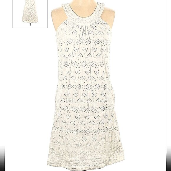 J CREW Cotton Eyelet Halter Sleeveless Dress White Sz 2 - Picture 1 of 4